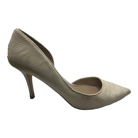 WHBM Ella Snake Embossed D’Orsay Pumps, Vanilla - Picture 1 of 13